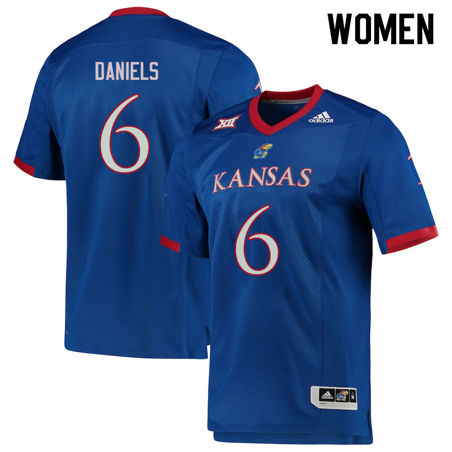 Women #6 Jalon Daniels Kansas Jayhawks College Football Jerseys Sale-Royal